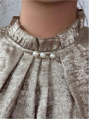 Floerns Women's Elegant Metallic Long Sleeve Shirts Pleated Mock Neck Party Dressy Casual Blouses in Kuwait