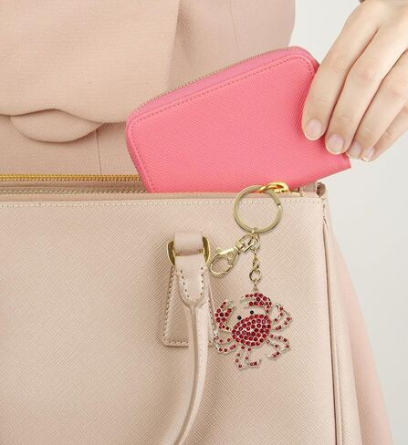 Crab Keychain - Gold 3D Sparkling Charm Rhinestones Fashionable Stylish Metal Alloy Durable Key Ring Bling Crystal Jewelry Accessory with Clasp for Key chain, Bag, Purse, Backpack, Handbag in Kuwait