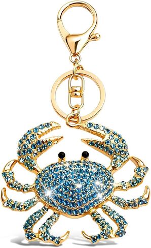 Crab Keychain Rhinestone Style Crab Bag Charm Gold Bag Charms for Handbags Purse Accessory for Beach Vacation Gift in Saudi Arabia