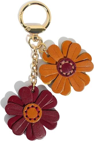 Leather Flower Bag Charm Flower Keychain, Boho Keychain Purse Charms for Handbags Purse Wallet, Cute Floral Key Ring Fit Bohemian Accessories in Saudi Arabia