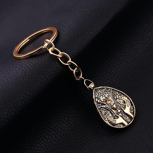 Blessed Dew Talisman keychain Inspiration for game er Metal cosplay prop collectibles with a brown retro leather cord in Saudi Arabia
