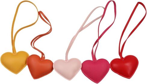 5Pcs Leather Heart Keychain Cute PU Leather Love Heart Hanging Ornaments Charm Bag Pendant Key Ring Accessories for Purse Key Backpack in Saudi Arabia