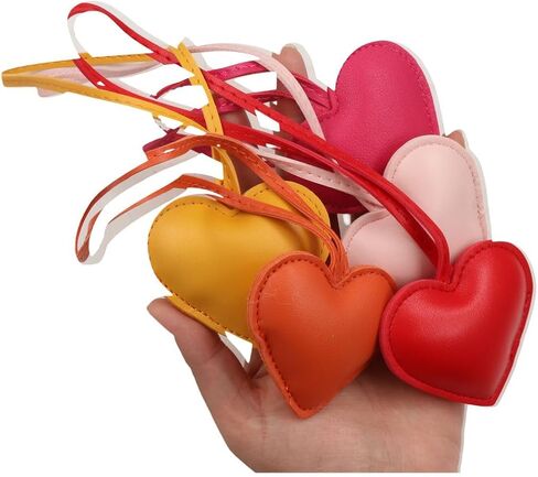 5Pcs Leather Heart Keychain Cute PU Leather Love Heart Hanging Ornaments Charm Bag Pendant Key Ring Accessories for Purse Key Backpack in Saudi Arabia