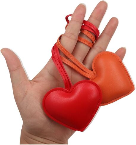 5Pcs Leather Heart Keychain Cute PU Leather Love Heart Hanging Ornaments Charm Bag Pendant Key Ring Accessories for Purse Key Backpack in Saudi Arabia