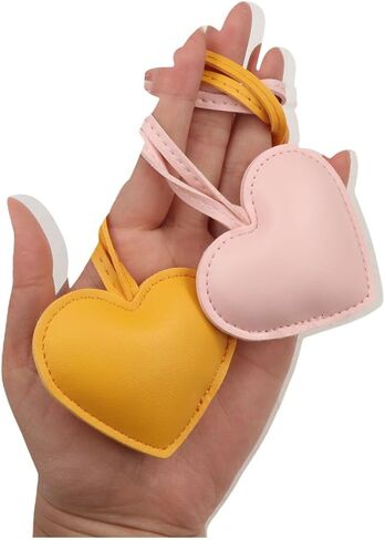 5Pcs Leather Heart Keychain Cute PU Leather Love Heart Hanging Ornaments Charm Bag Pendant Key Ring Accessories for Purse Key Backpack in Saudi Arabia