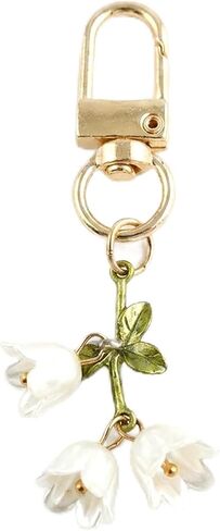 Lily of the Valley Flower Keychain Floral Accessories Plant Lover Accessories Bag Charm for Women Special Occasions Valentine Maternal Celebrations Purse Backpack in Kuwait