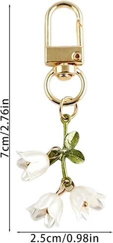 Lily of the Valley Flower Keychain Floral Accessories Plant Lover Accessories Bag Charm for Women Special Occasions Valentine Maternal Celebrations Purse Backpack in Kuwait