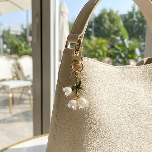 Lily of the Valley Flower Keychain Floral Accessories Plant Lover Accessories Bag Charm for Women Special Occasions Valentine Maternal Celebrations Purse Backpack in Kuwait