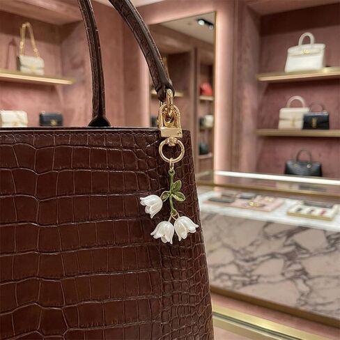 Lily of the Valley Flower Keychain Floral Accessories Plant Lover Accessories Bag Charm for Women Special Occasions Valentine Maternal Celebrations Purse Backpack in Kuwait