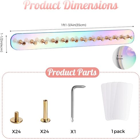 Iridescent Acrylic Necklace Holder Wall Mount, Adhesive Jewelry Organizer with Hooks, 5mm Thick Heavy Duty Hanging Chain Rack for Bathroom, Closet, Door & Dressing Table, 2 Pack in Saudi Arabia