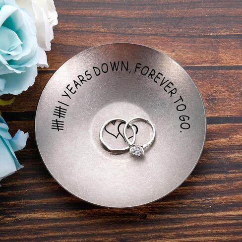 11th Anniversary Steel Gifts for Women Men 11 Year Wedding Anniversary for Wife Husband Couple Gifts for 11th Aniversario Decorations Ring Dish Jewelry Tray for Him Her Boyfriend Girlfriend Christmas in Kuwait