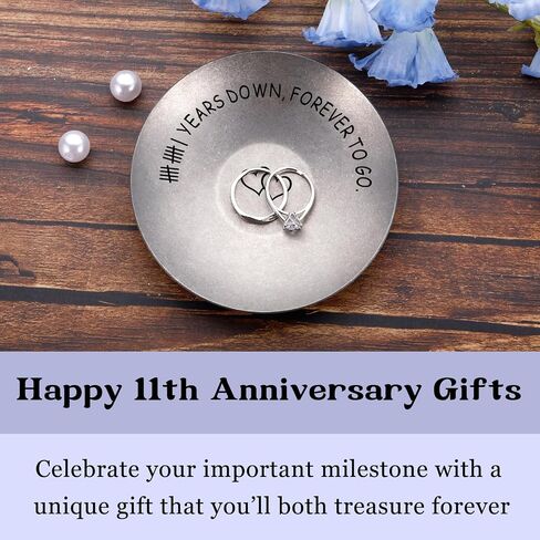 11th Anniversary Steel Gifts for Women Men 11 Year Wedding Anniversary for Wife Husband Couple Gifts for 11th Aniversario Decorations Ring Dish Jewelry Tray for Him Her Boyfriend Girlfriend Christmas in Kuwait
