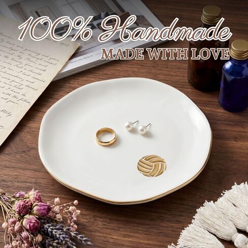 InnoBeta Volleyball Gifs for Women, Ceramic Jewelry Tray Decorative Trinket Dish for Rings Earrings Necklaces Bracelet Watch Keys, Gifts for Birthday, Mother's Day, Christmas - 4.75" in Saudi Arabia