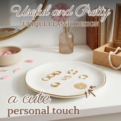 InnoBeta Volleyball Gifs for Women, Ceramic Jewelry Tray Decorative Trinket Dish for Rings Earrings Necklaces Bracelet Watch Keys, Gifts for Birthday, Mother's Day, Christmas - 4.75" in Saudi Arabia