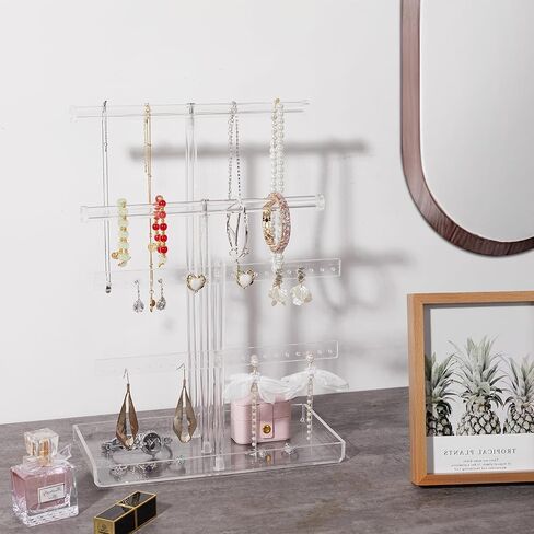 Jewelry & Handbag Display Set: 4-Tier Acrylic Organizer + 2 Adjustable Gold Purse Racks for Retail Store, Closet or Booth in Saudi Arabia