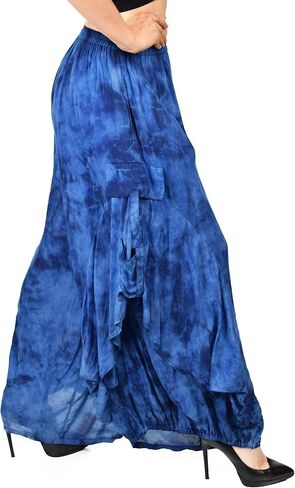 Dare2BStylish Women Loose Fit Elastic Waist Boho Wide Leg Palazzo Pants in Saudi Arabia