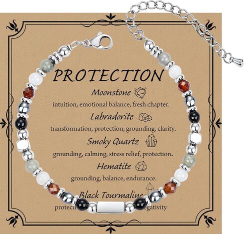 QINJIEJIE Anxiety Relief Evil Eye Triple Protection New Beginnings Good Luck Healing Crystal Bracelet for Women Crystal Jewelry Gift for Friends Daughter Mom 6.7+1.9 in in Kuwait