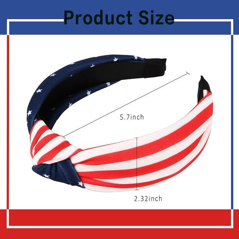 Ondder 4th of July Patriotic Knotted Headbands for Women, 4 Pack American Flag Star Striped Hair Bands Red White Blue USA Independence Day Memorial Day Holiday Hair Accessories Gifts in Saudi Arabia