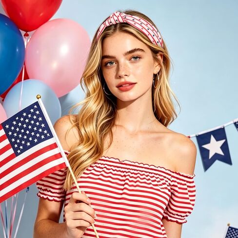 Ondder 4th of July Patriotic Knotted Headbands for Women, 4 Pack American Flag Star Striped Hair Bands Red White Blue USA Independence Day Memorial Day Holiday Hair Accessories Gifts in Saudi Arabia