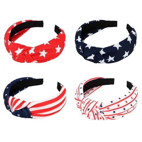 Ondder 4th of July Patriotic Knotted Headbands for Women, 4 Pack American Flag Star Striped Hair Bands Red White Blue USA Independence Day Memorial Day Holiday Hair Accessories Gifts in Saudi Arabia