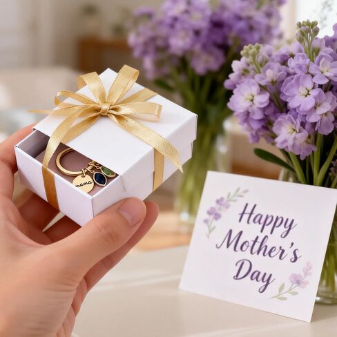 Personalized mama Keychain with Birthstone Leaf Initial Charms, Gold Tone, Mother's Day Birthday Gift for Mom in Saudi Arabia