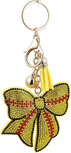 WJR Sparkling Sport Ball Keychain Rhinestone Softball Bowknot Key Ring Shining Gift for Sport Lover Purse Bag Accessories in Saudi Arabia