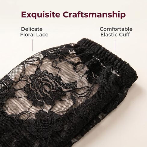 KUANG! 1 Pair Gothic Black Lace Sleeves Witch Long Gloves Victorian Lace Chiffon Detachable Arm Sleeve Women Vampire Cosplay in Kuwait