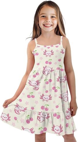 Girl's Dress Sleeveless Skirt Summer Casual Suspender Dresses School Daily Party Clothing 3-14 T in Saudi Arabia