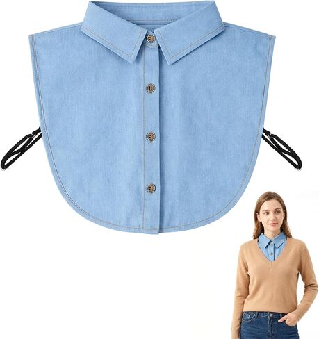 Detachable Collars for Women, False Collar for Women Detachable Denim Fashionable & Versatile Styling (Light Blue) in Saudi Arabia