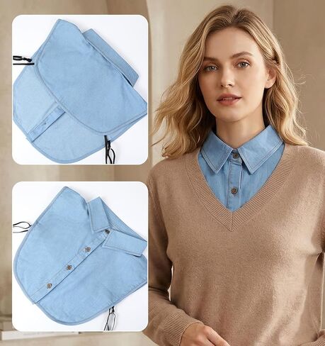 Detachable Collars for Women, False Collar for Women Detachable Denim Fashionable & Versatile Styling (Light Blue) in Saudi Arabia