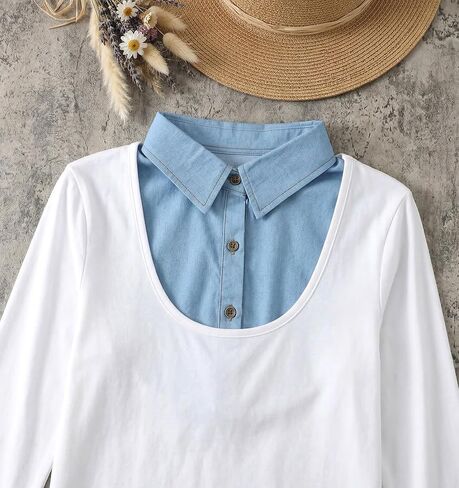 Detachable Collars for Women, False Collar for Women Detachable Denim Fashionable & Versatile Styling (Light Blue) in Saudi Arabia