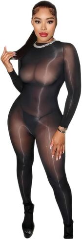 Jelove Women's Oil Shiny Bodystocking 5D Sheer Full Body Stocking Sexy Lingerie Outfits Clubwear in Saudi Arabia