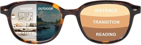 OKH Progressive Photochromic Reading Glasses for Men Women, Round Multifocus Readers, TR90 Frame in Saudi Arabia