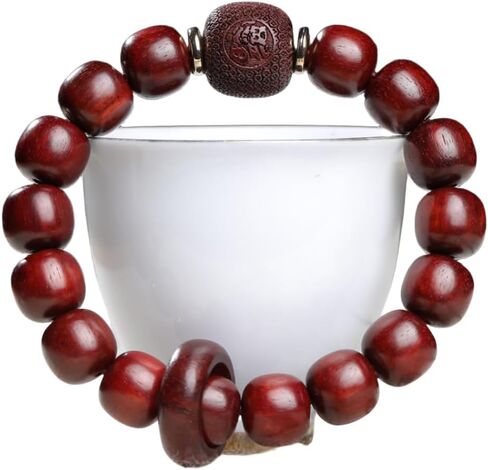 Zen Dear Unisex Natural African Blood Red Sandalwood Bracelet Prayer Beads Tibetan Buddhism Meditation Mala Bead Necklace Yoga in Saudi Arabia