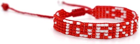 Türkiye Flag Bracelet - Türkiye Pride Bracelet - Adjustable Red & White Jewerly for Men and Women - Türkiye Souvenir Gift - Handmade - Premium Czech Beads in Kuwait