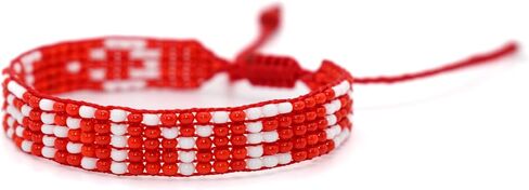 Türkiye Flag Bracelet - Türkiye Pride Bracelet - Adjustable Red & White Jewerly for Men and Women - Türkiye Souvenir Gift - Handmade - Premium Czech Beads in Kuwait