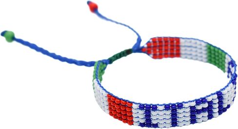 Italia Flag Bracelet - Adjustable Green, White & Red Jewerly for Men - Italian Cultural Heritage Bracelet - Italian Pride Bracelet - Italy Meaningful Gift & Souvenir - Premium Czech Beads in Kuwait