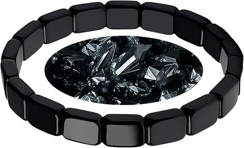Hemys Hematite Bracelet for Men Black Hematite Stone Bracelet Natural Round Square Stone Stretch Bracelets Restore Confidence Enhance Mental Jewelry Accessories Gifts in Saudi Arabia