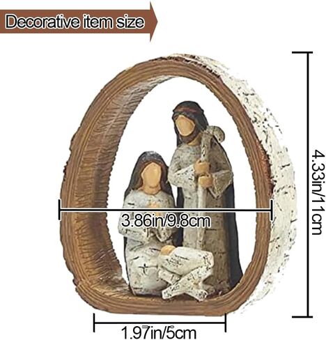 Holy Family Birch Bark Ring Nativity Set Hanging Christmas Decorations with Jute Bow-Nativity Ornaments Xmas Tree/Wreath/Manger Décor Christian Baptism Gift by UGKIamous in Kuwait