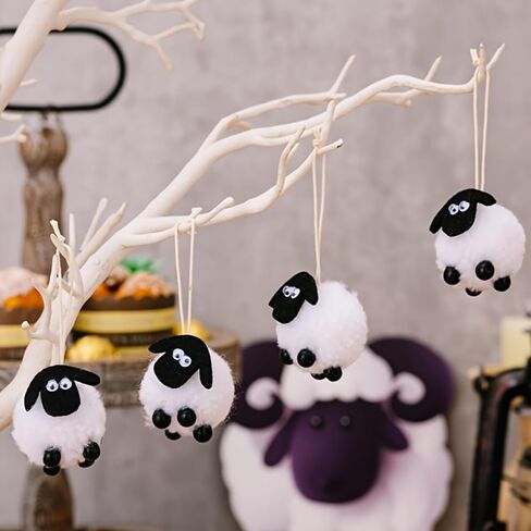 4PCS Small Sheep Plush Animal Decor - Little Sheep Party Favors for Birthday, Christmas Tree, Basket Stuffers, Lamb Ornament & Gifts in Kuwait