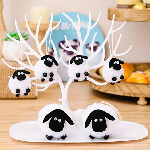 4PCS Small Sheep Plush Animal Decor - Little Sheep Party Favors for Birthday, Christmas Tree, Basket Stuffers, Lamb Ornament & Gifts in Kuwait