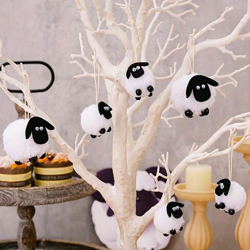 4PCS Small Sheep Plush Animal Decor - Little Sheep Party Favors for Birthday, Christmas Tree, Basket Stuffers, Lamb Ornament & Gifts in Kuwait