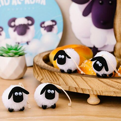 4PCS Small Sheep Plush Animal Decor - Little Sheep Party Favors for Birthday, Christmas Tree, Basket Stuffers, Lamb Ornament & Gifts in Kuwait