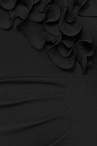 Xscape Women's Scuba Crepe Off The Shoulder Short Sleeve Ruffle Floor Length Dress (Plus) in Kuwait