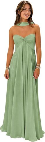 Elegant Strapless Bridesmaid Dresses with Scarf Empire Waist A-Line Formal Prom Dress in Kuwait