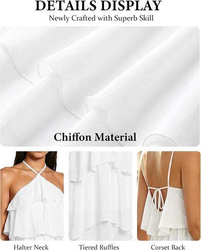 Summer Wedding Guest Dress for Women 2026 Halter Bridesmaid Dress Formal Evening Tiered Chiffon Maxi Dresses in Kuwait