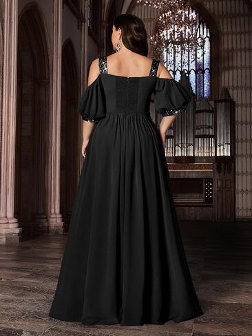 Women's Elegant Plus Size Sequin Wedding Guest Formal Maxi Dresses Off Shoulder Bridesmaid Party Cocktail Prom Gown in Saudi Arabia