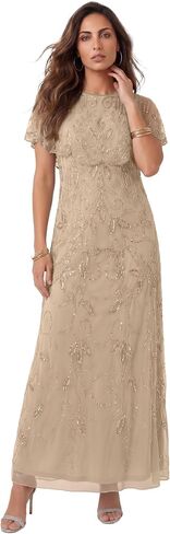Roaman's Women's Plus Size Beaded Capelet Maxi Gown – Glam Evening Dress in Saudi Arabia
