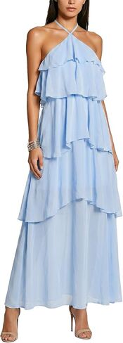 Summer Wedding Guest Dress for Women 2026 Halter Bridesmaid Dress Formal Evening Tiered Chiffon Maxi Dresses in Saudi Arabia