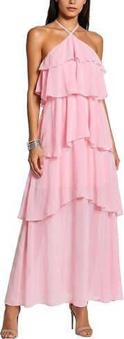 Summer Wedding Guest Dress for Women 2026 Halter Bridesmaid Dress Formal Evening Tiered Chiffon Maxi Dresses in Kuwait